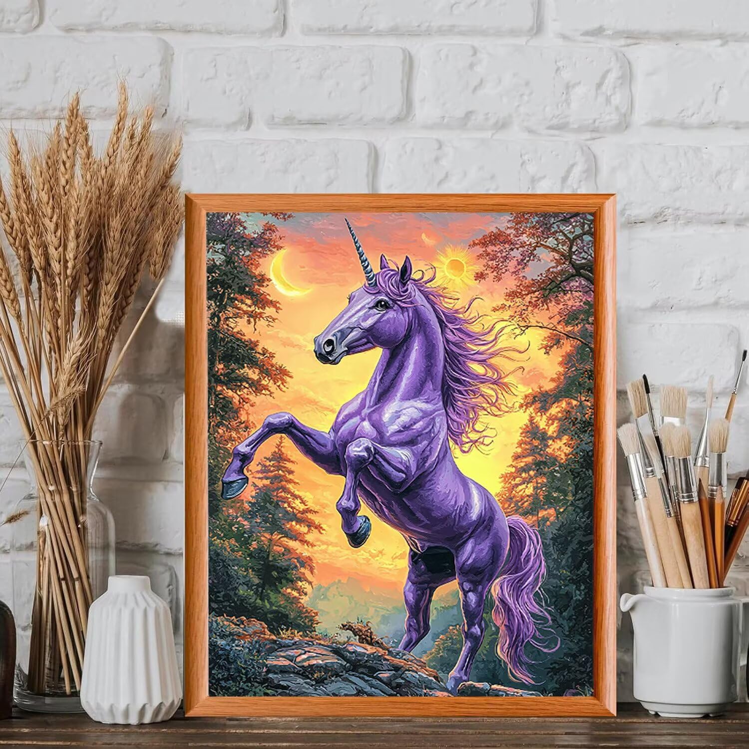 Foresta dell'unicorno Dipingere con i Numeri per Adulti, 70x90cm a-212 | Paint by Numbers Kit con Pennelli e Acrilico Pigmento, Fai da te Olio La Pittura di Numeri Kit, Decora la Casa, senza Cornice