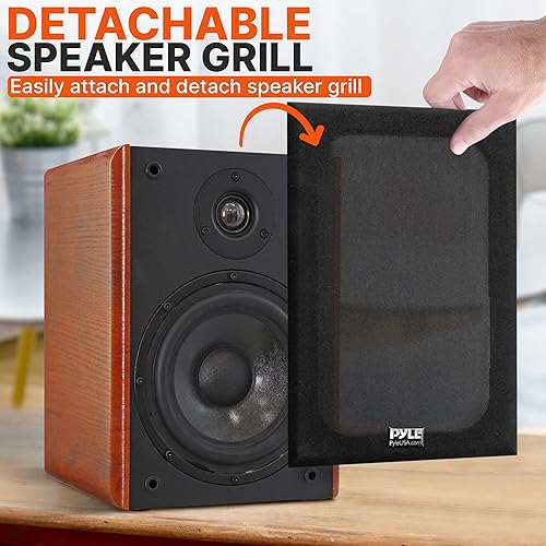 Miniatura 5 de Pyle USA PHQBS52 - Altavoces de madera para el hogar de 5.25 pulgadas, potencia máxima de 200 W, tweeter de cúpula de seda de 1 pulgada y bobinas de