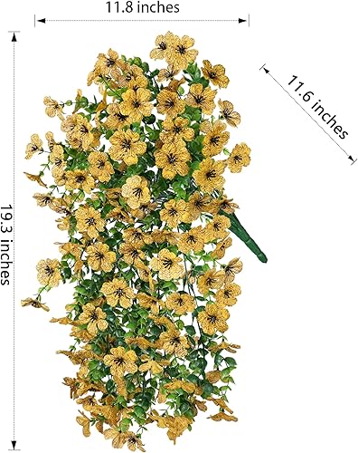 Miniatura 3 de INSPRING Flores Artificiales de Otoño, Plantas Falsas para Exterior, 2 PIEZAS de Enredaderas de Margaritas Amarillas de Seda Artificial con Aspecto