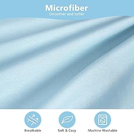 TILLYOU Toddler Pillowcase 2 Pack with Envelope Closure,13 x 18 Silky Soft Microfiber Travel Kids Pillowcase for Boys and Girls,Aqua Blue