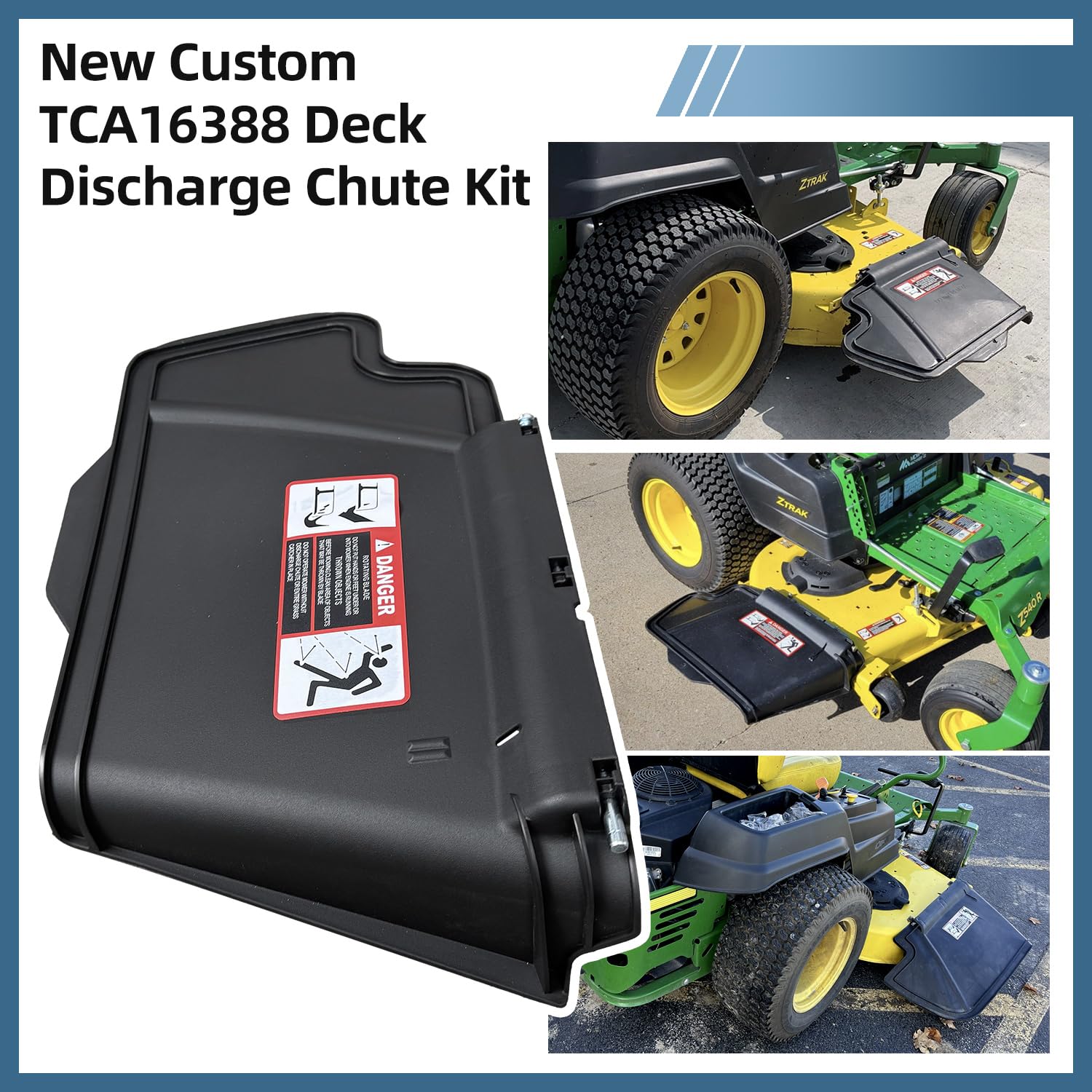 deawater TCA16388 Kit de goulotte de décharge pour tondeuse à gazon John Deere 54C 54D 48C 62D