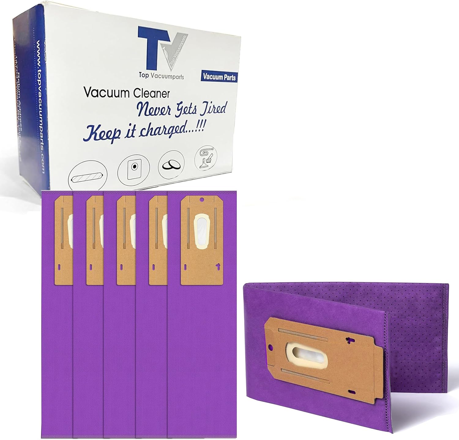 Replacement for Oreck Vacuum Cleaner Bags for Upright Vacs, Pack of 6, Purple, Type CC, Hepa Filtration, Part # AK1CC6H, Elevate Command UK30200 SUPERIOR Filtration Vacuum Bag