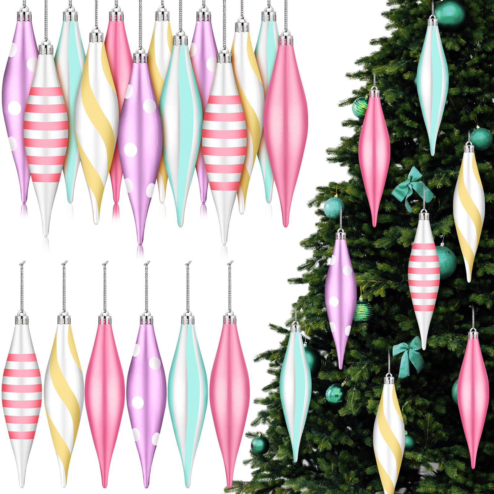 Accessoires pour arbres de Noël : le coffret de 12 suspensions 16 cm à offrir