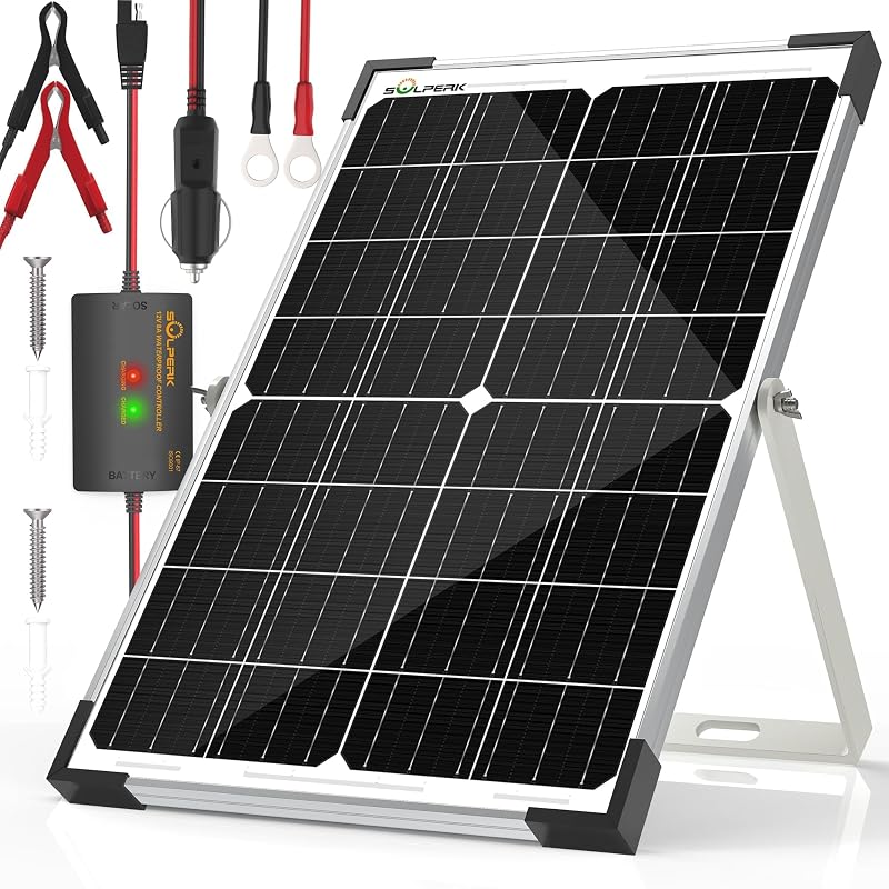 Kit Carregador Solar para Bateria SOLPERK 15 W 12 V com Controlador 8 A e Suporte Ajustável
