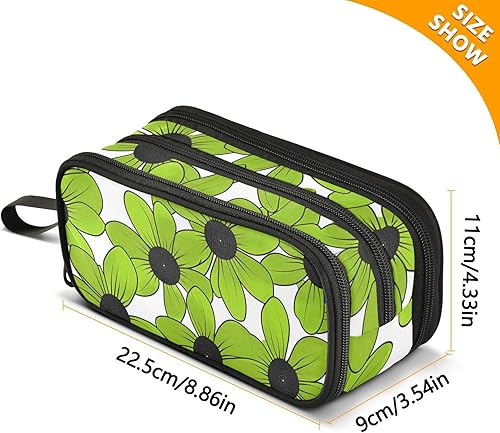 Miniatura 3 de Nylon Pen Storage Bag Black-eyed Susan Simple Line Art Valentinesnes Grass Green Large Capacity Mesh Pen Pencil Case Stationery Organizer for Preppy