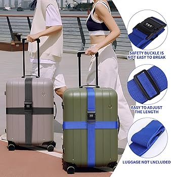 Amazon.co.jp: INSCOOL ロック付き荷物ストラップ スーツケース用