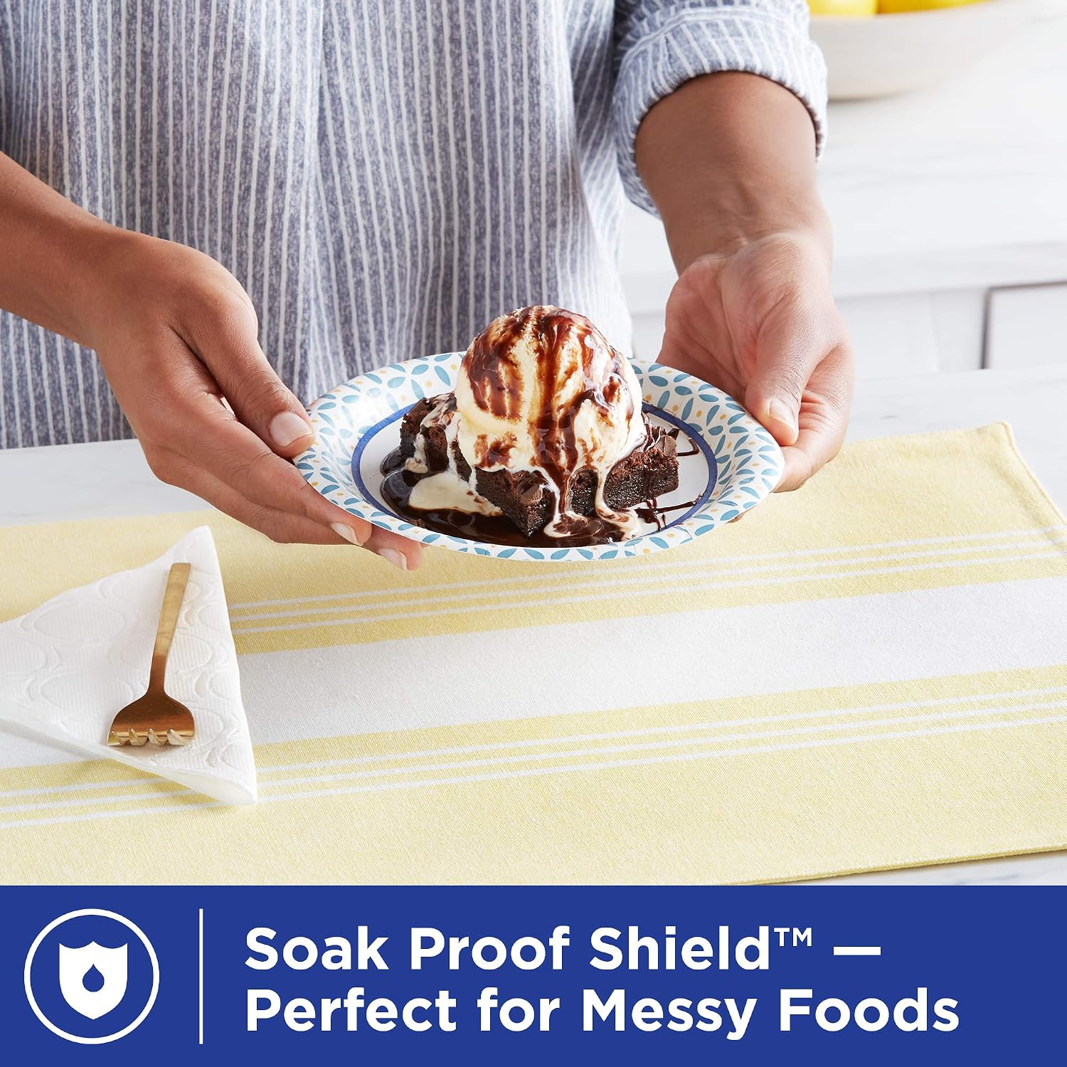 Dixie Ultra Paper Plates, 6 7/8", Dessert or Snack Size Printed Disposable Plates, 94 count (1 Pack of 94 Plates)