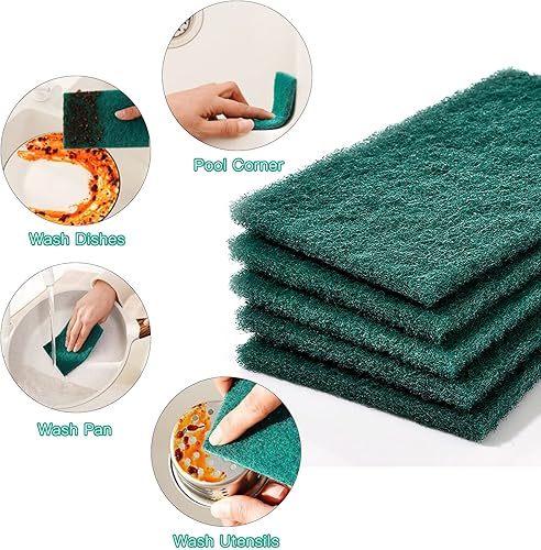 Miniatura 3 de Almohadillas de limpieza resistentes para limpiar platos, esponja, no rayan, verde, reutilizables, para cocina y utensilios de limpieza de platos