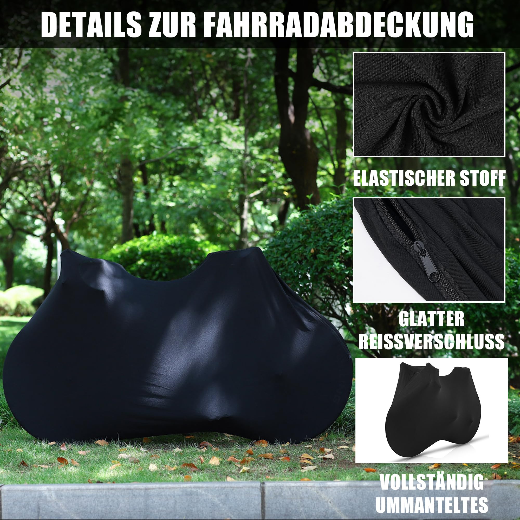 Funda para bicicleta con cremallera, elástica, resistente al polvo, protección UV, para bicicleta de montaña, de ciudad, lavable a máquina, 27,5 pulgadas