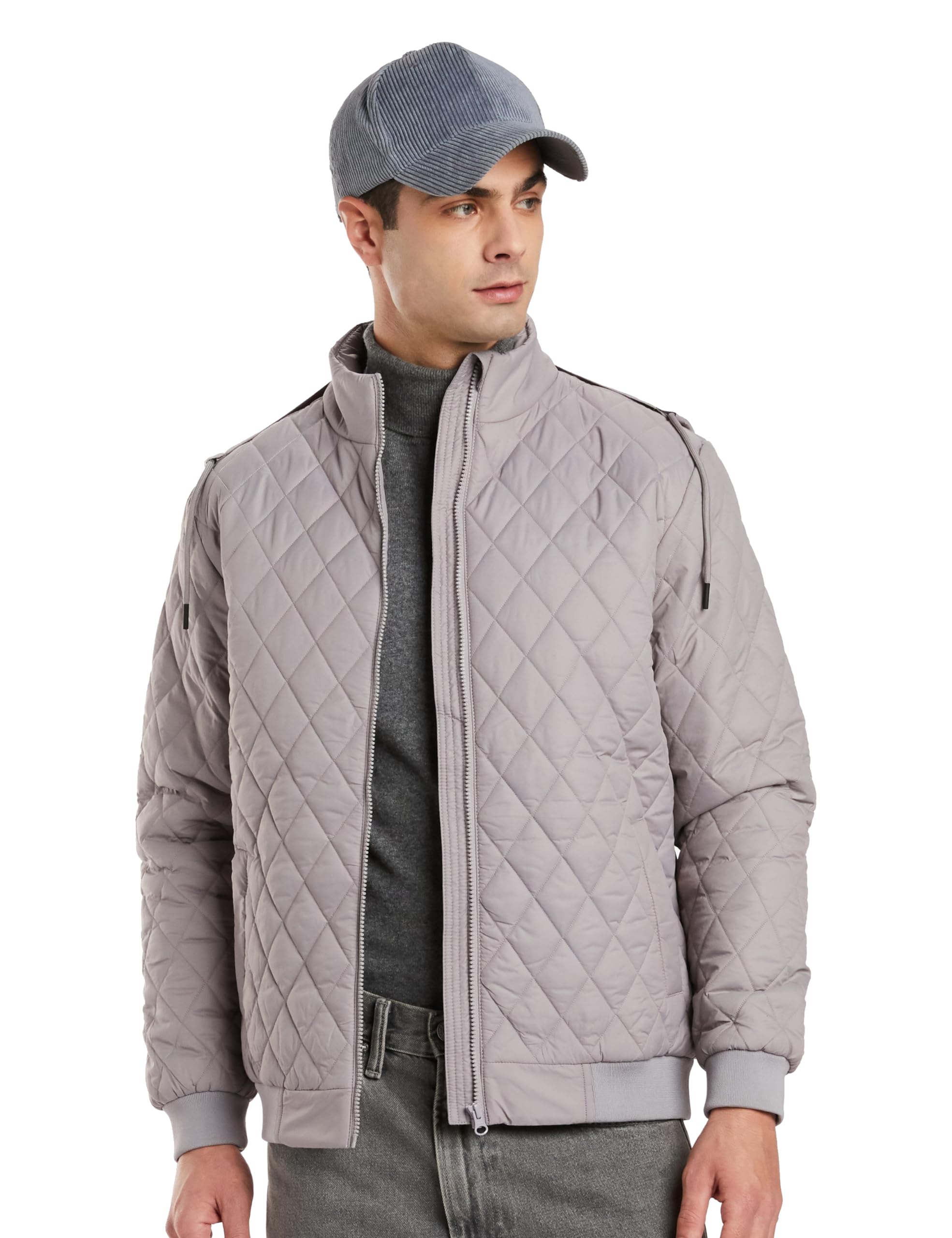 Libas Men's 100% Polyester Full Length Bomber Jacket in neutral