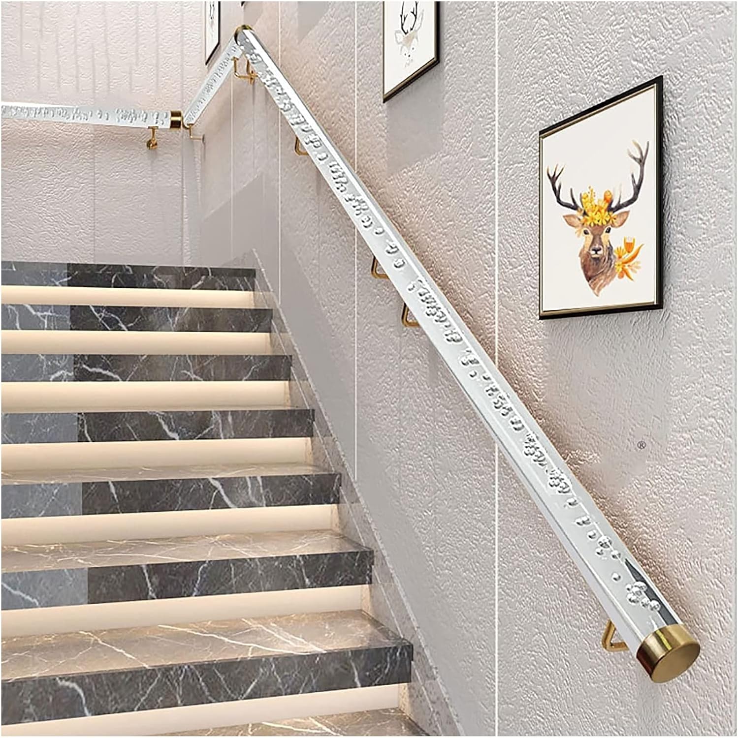 Grab Bars Handrails for Indoor Stairs, 3 Foot/ 4 Ft/ 5 Feet/ 6Ft Long, Clear Acrylic