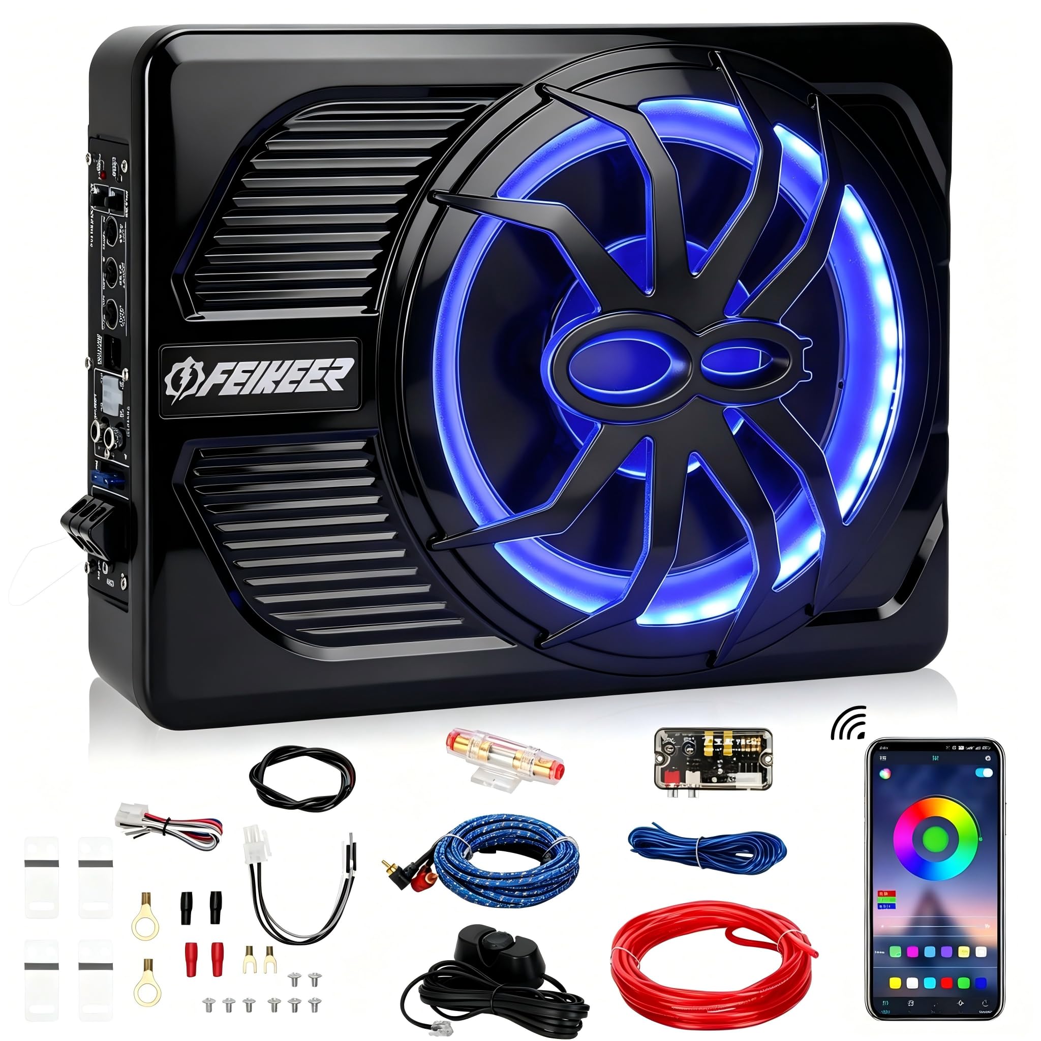Feikeer 800W Under Seat Car Subwoofer