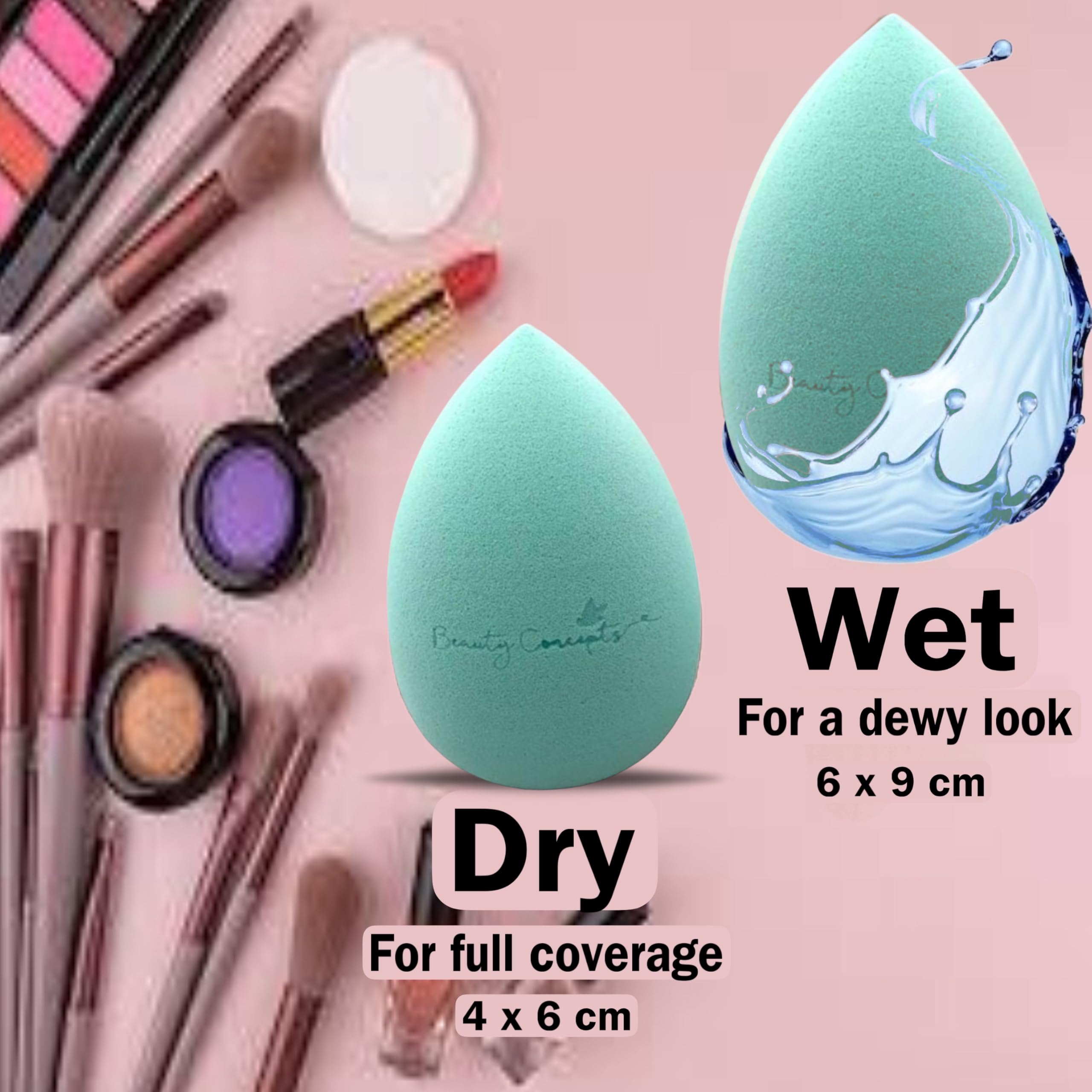 Makeup Sponge Beauty Blender Foundation Sponges Latex Free Blender Beauty Makeup Sponges for Liquid Foundation Powder Sunscreen and Cream 1 Big Sponge 1 Little Sponge (turquoise) - Image 3