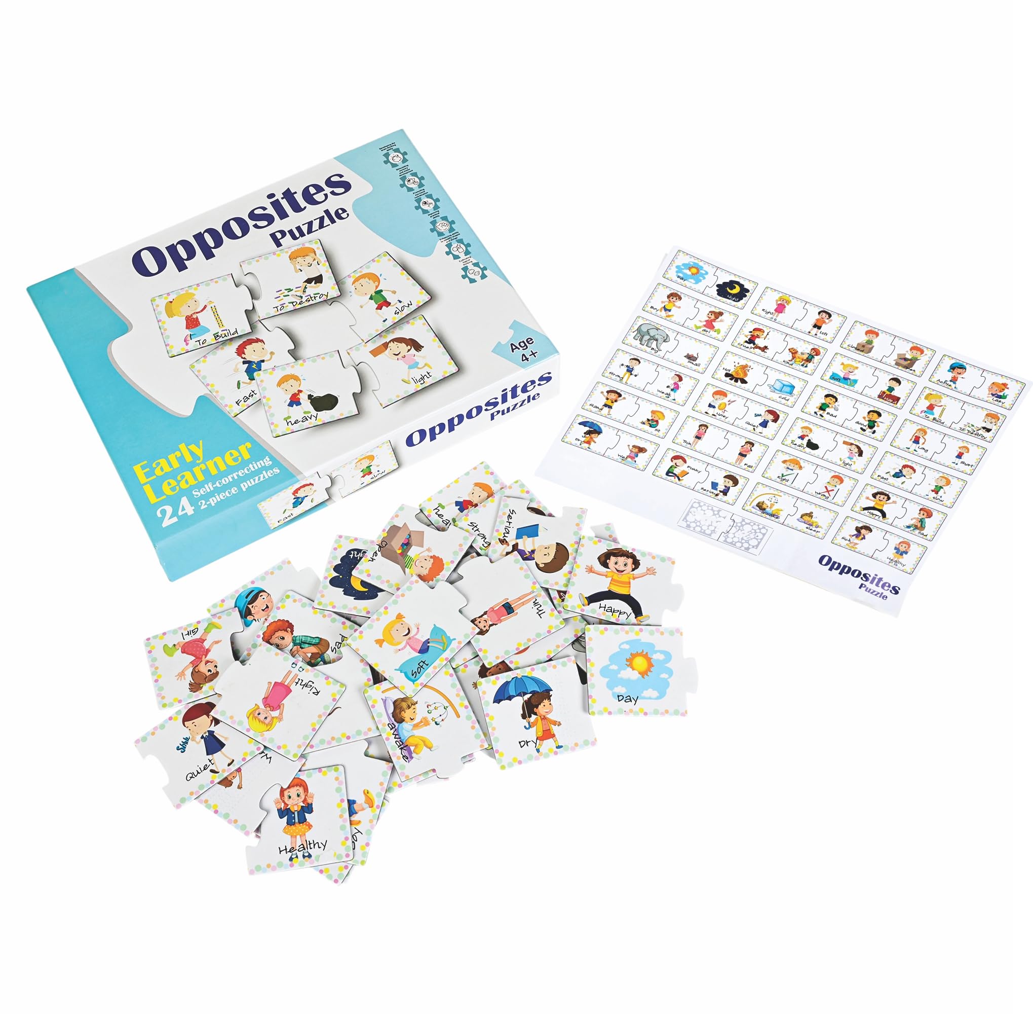 Dolly Plastic Opposites Puzzle, Early Learner, 24 Self-Correcting 2-Piece Puzzles with Reference Poster, Educational Toy, Age 4+-image-35