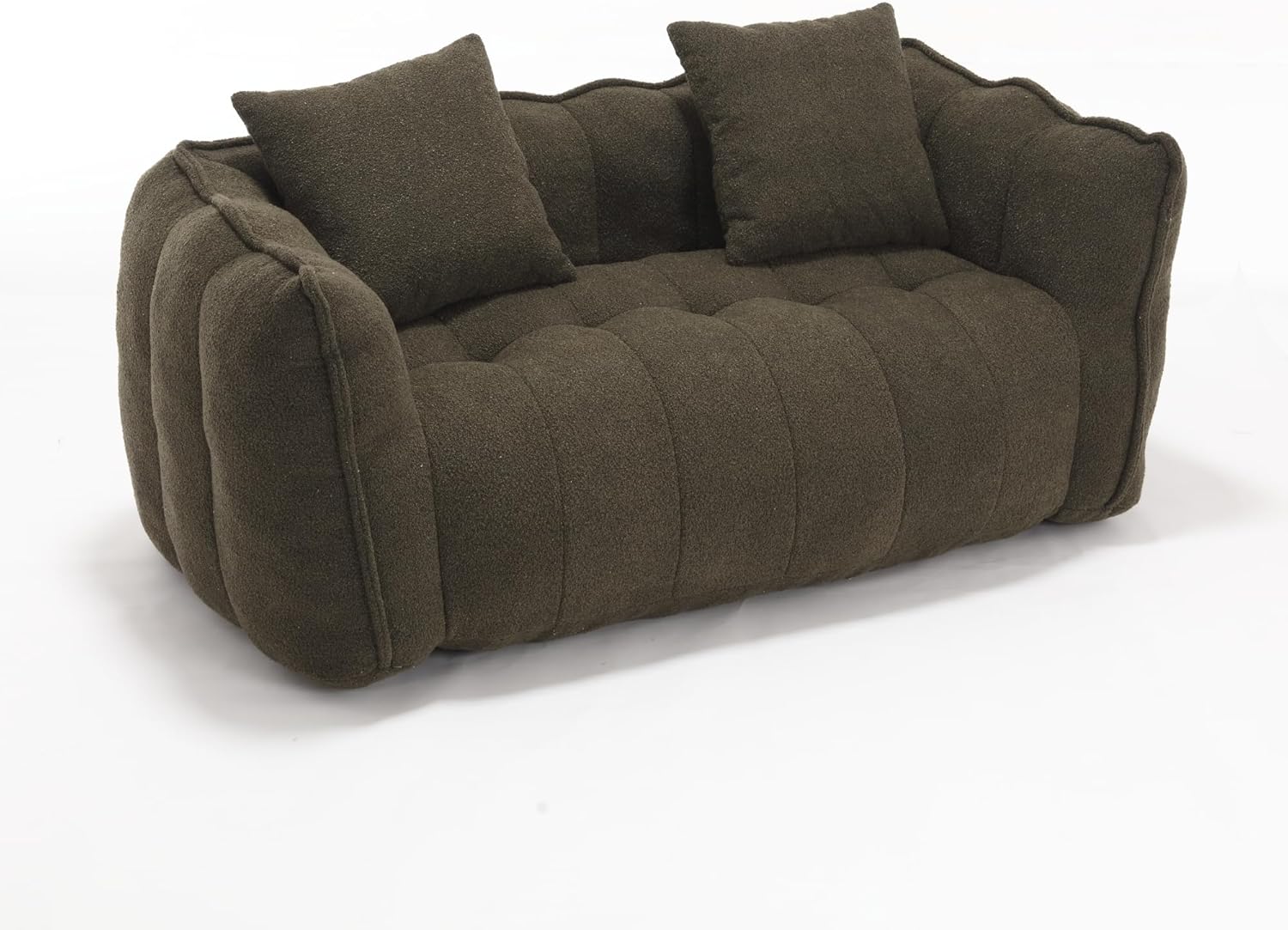 GERRIT Twin Size Bean Bag Chairs Sofa, Giant Bean Bag Couch for Adults, Memory Foam Filled Loveseat Bean Bag Sofa, Comfy Lazy Sofa Chair with Armrests for Living Room, Bedroom, Apartment (Olive Green)