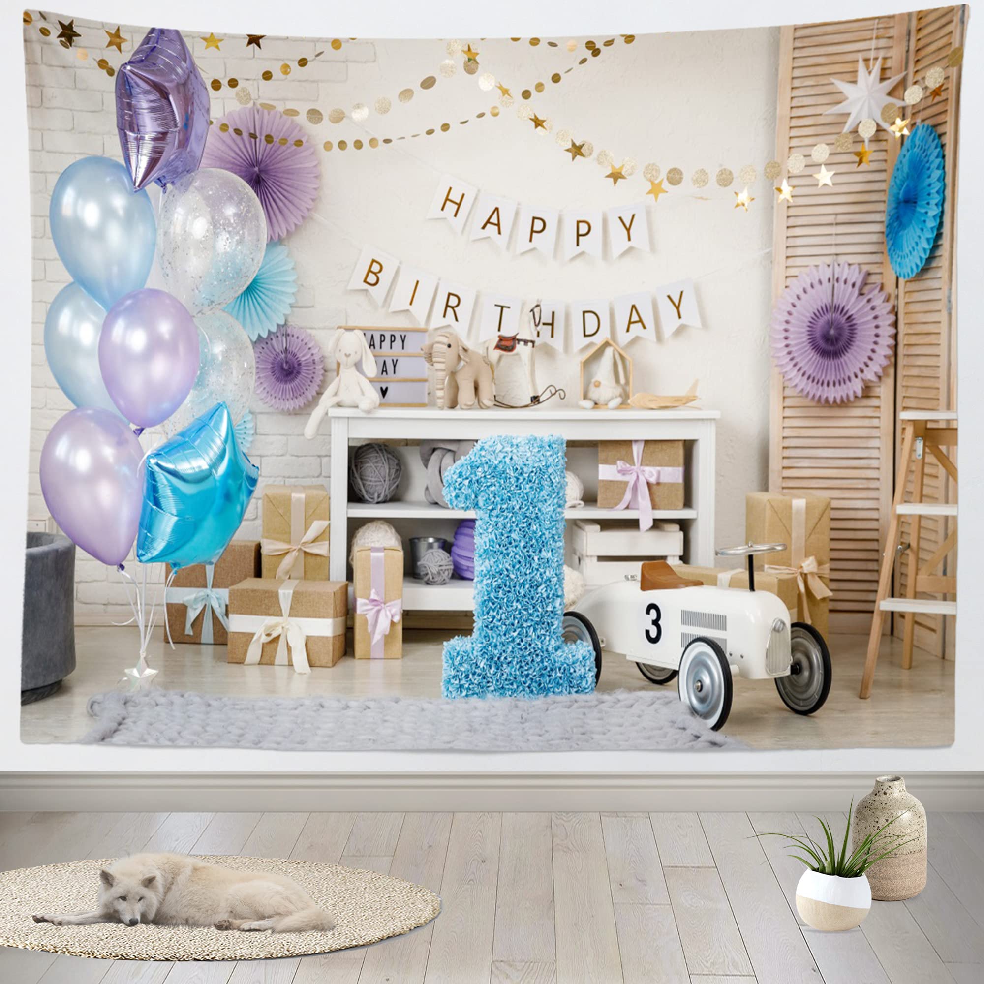 BELECO 7x5ft Cake Smash Photo Backdrop - First Birthday Decor For Baby Boy, Photography Background - View #5