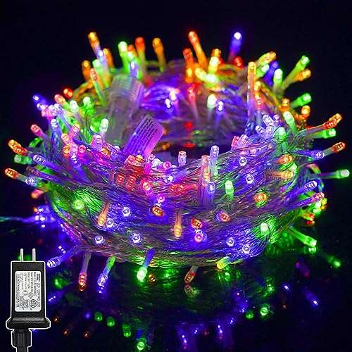 Miniatura 12 de LJLNION Luces de Navidad de 98.5 pies que cambian de color con control remoto, 300 luces LED RGB para Halloween, 8 modos de iluminación y Rgb (Rojo,