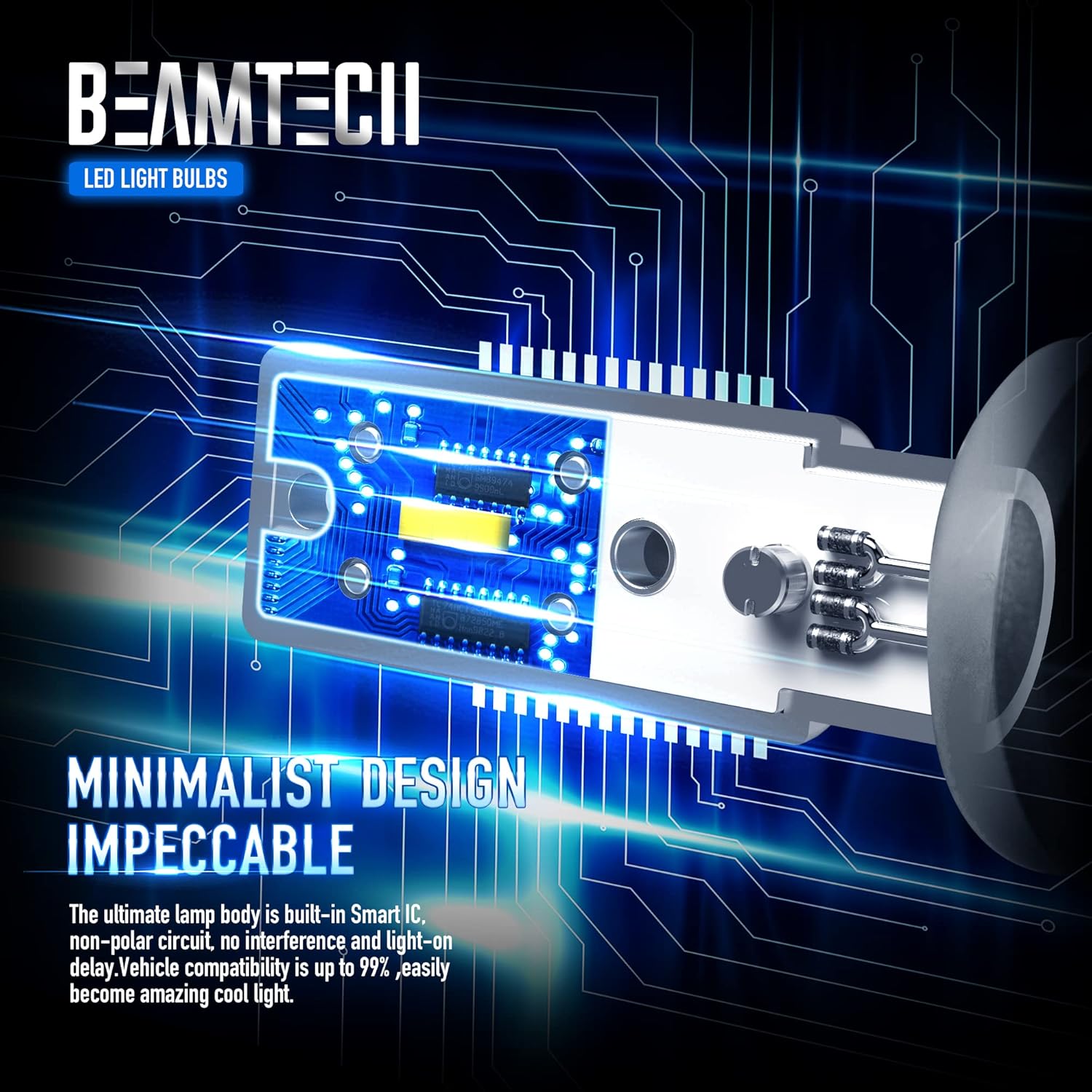 BEAMTECH H11 Led Fog Light Bulb, CSP Chips 6500K 800 Lumens Xenon White Extremely Super Bright of 2