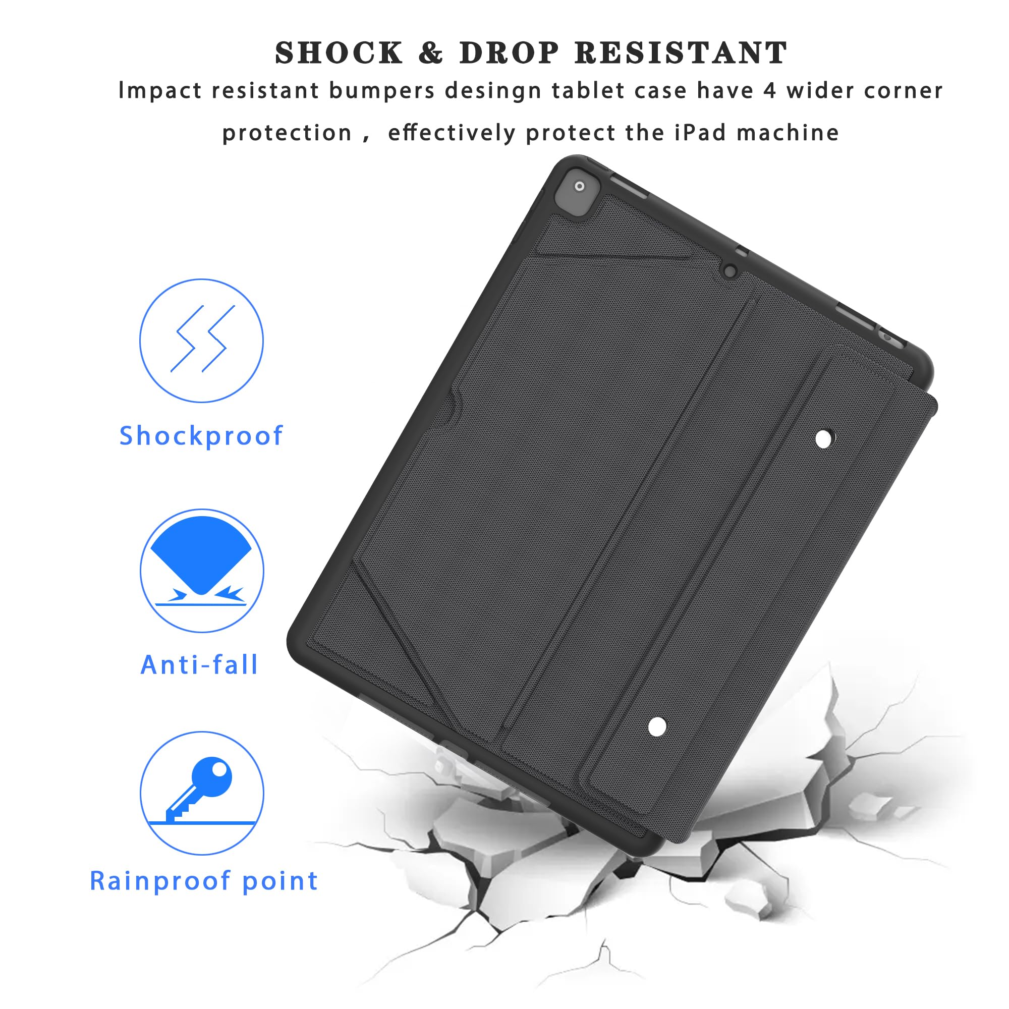 VANKEYPAD Coque clavier pour iPad 9e 2021/8e 2020/7ème 2019 Génération 10.2"/Air 3/iPad Pro 10.5 : Boîtier de clavier amovible rétroéclairé 7 couleurs - AZERTY Clavier à pavé tactile avec Pot à stylos