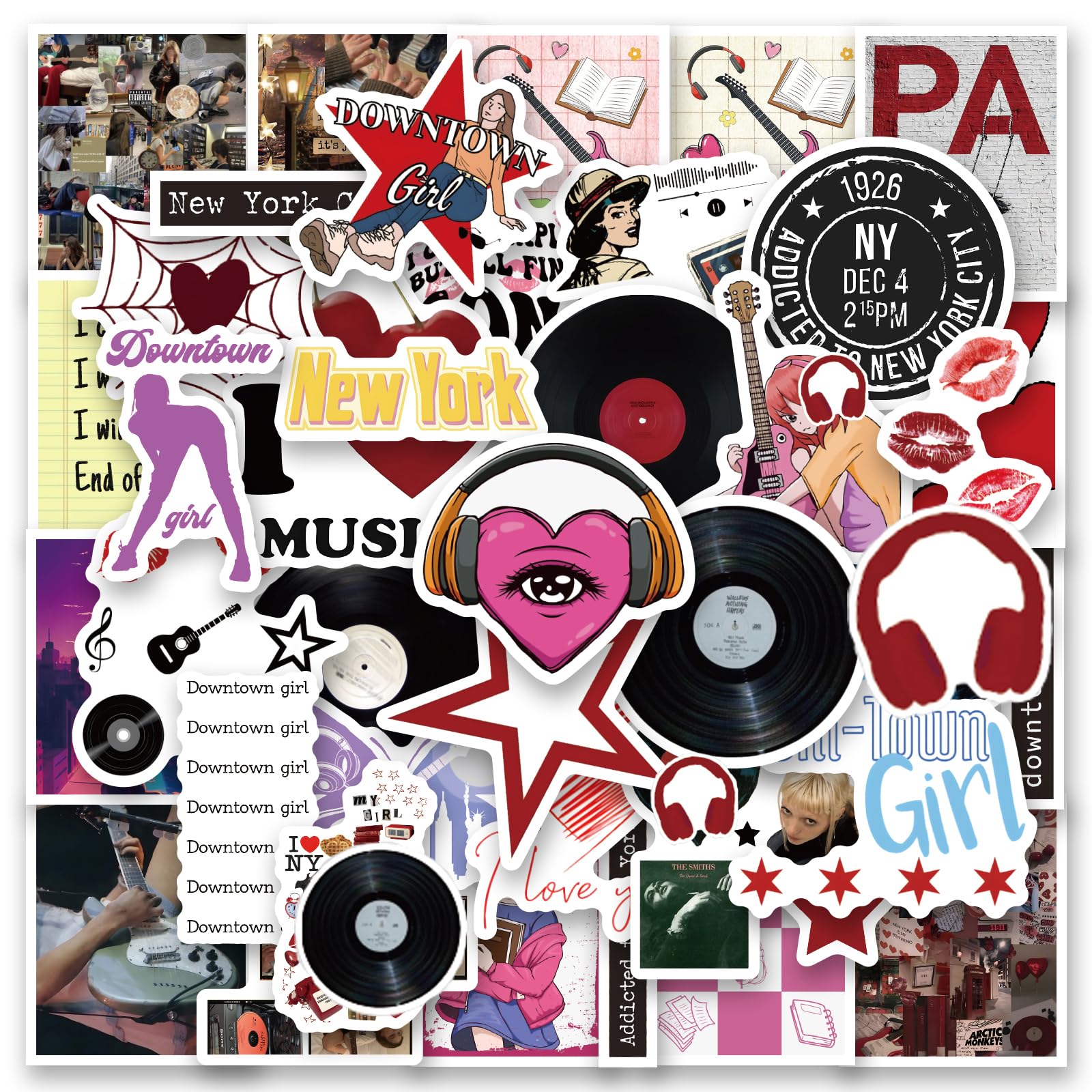 60Pcs Downtown Girl Stickers, Downtown Girl Aesthetic Vinyl Stickers Decals for Laptop Water Bottle Bumper Luggage Computer Skateboard Snowboard. Gifts for Kids Girls Teens