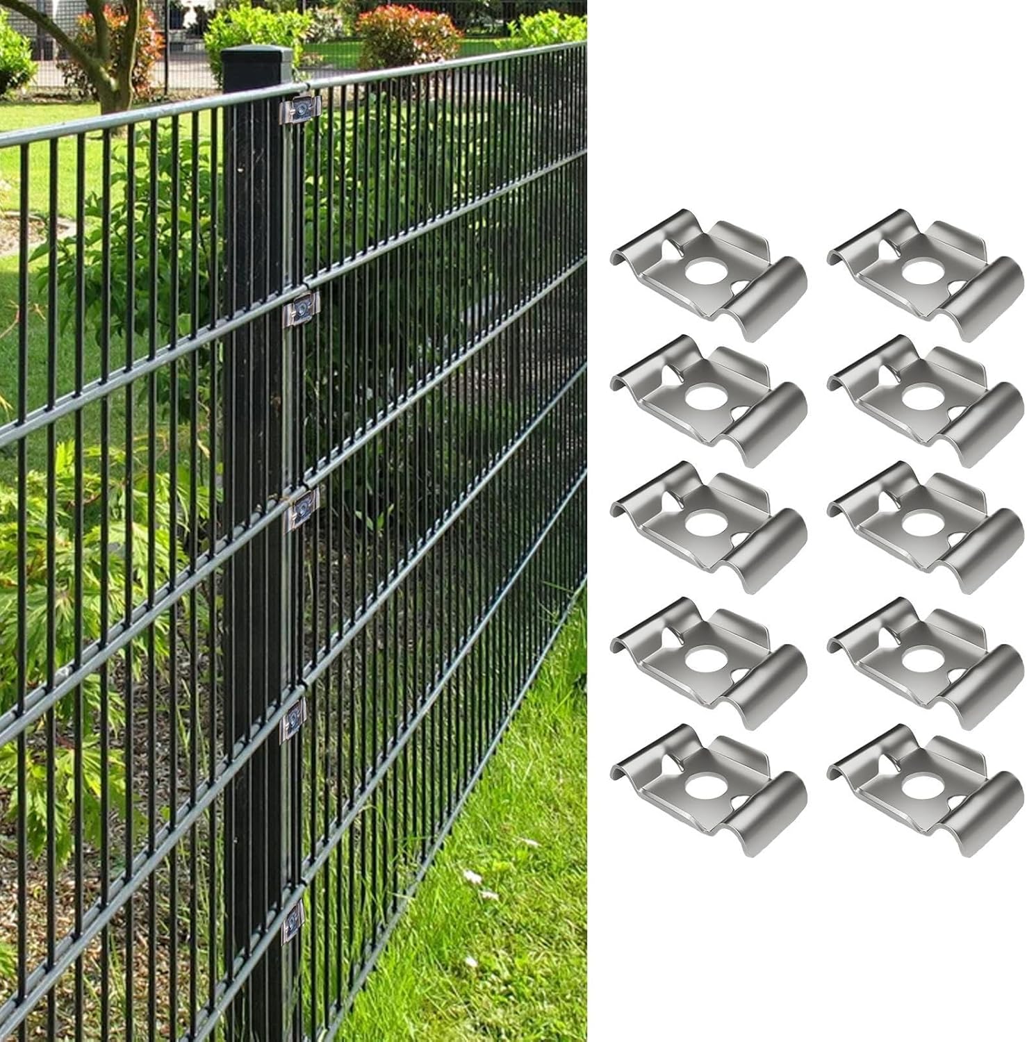 Wire Mesh Fasteners, Stainless Steel 10 Pieces Rigid Wire Fasteners, Fasteners Hardware, Brackets for Patios and Garden Landscaping Yard Driveway