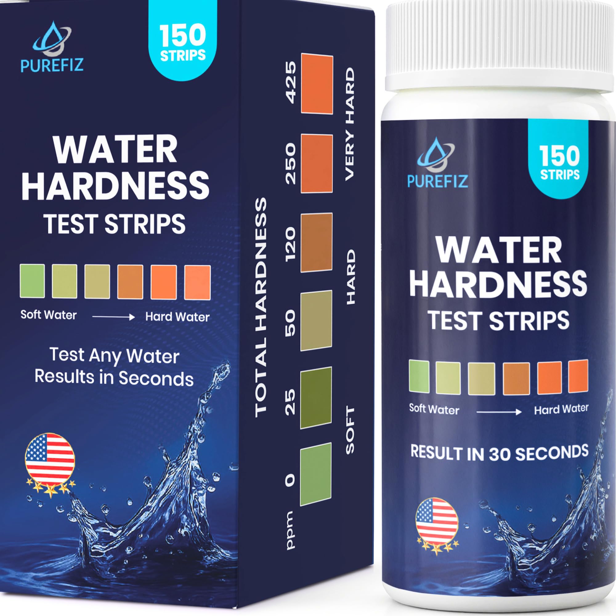 Kit de test de dureté de l'eau – Bandelettes de test de dureté de l'eau rapide et précise – Kit de test ultime pour la dureté de l'eau – 150 bandelettes de test pour adoucisseur d'eau