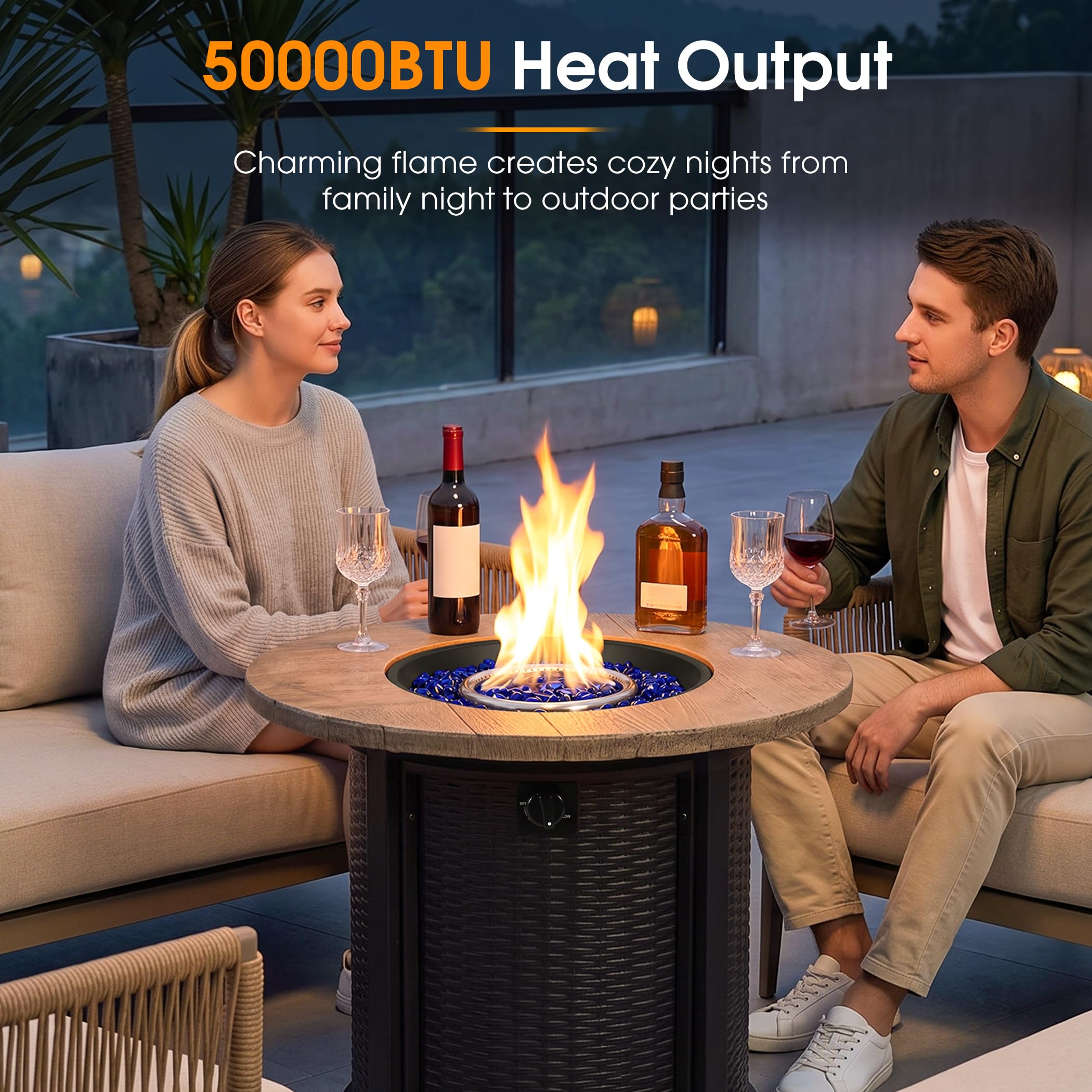 30Inch Round Propane Fire Pit Table 50,000BTU Gas Firepit for Outside Patio - Image 4