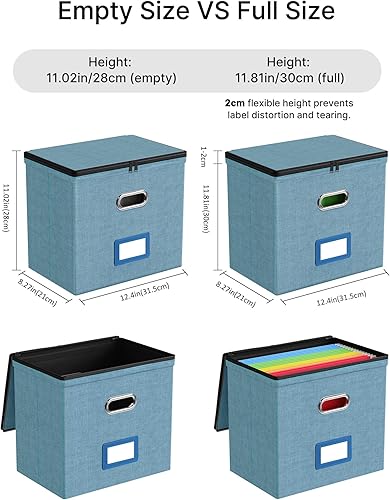 Vista 41 de Oterri Paquete de 2 cajas organizadoras de archivos con tapas, caja de archivos con bolsillos de malla, caja organizadora de documentos para Verde