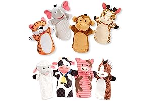 Melissa & Doug Animal Hand Puppets – Zoo Friends and Farm Friends