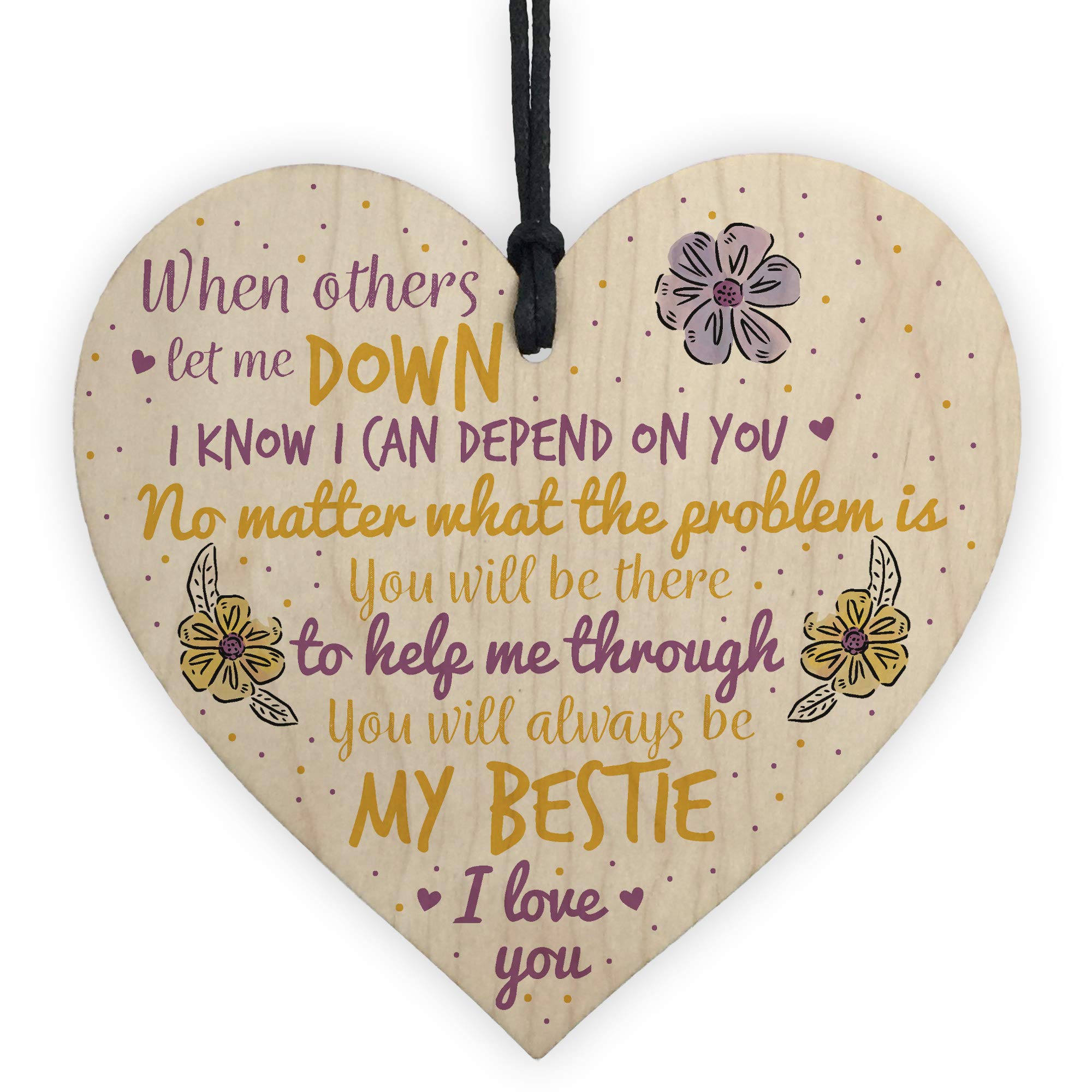 Red Ocean BESTIE Best Friend Friends Plaque Wooden Heart Birthday Thank You Mum Daughter Gift