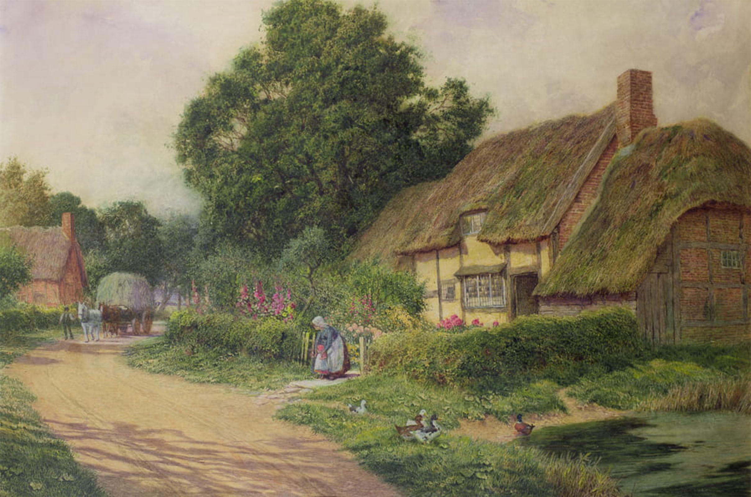 ARTXLXXBN Famous Painting Canvas Artwork Graffiti Print the Coming of the Haycart by Arthur Claude Strachan Portrait Canvas Image for Home Decor 60x90cm