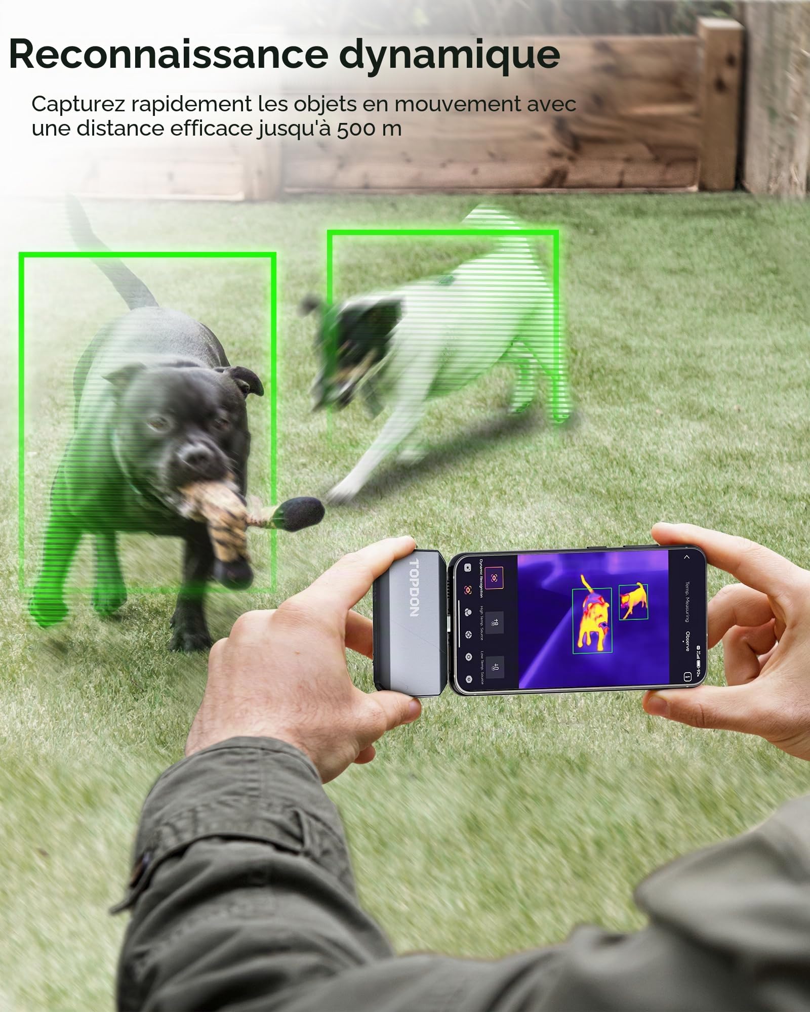 TOPDON TS001 Caméra Thermique Infrarouge Android, Mise au Point Manuelle, 512x384 Haute Résolution, -20℃ à 550℃, 25Hz, Imageur Thermique avec Objectif Réglable 9mm, Plage d'observation 0,1 à 500m