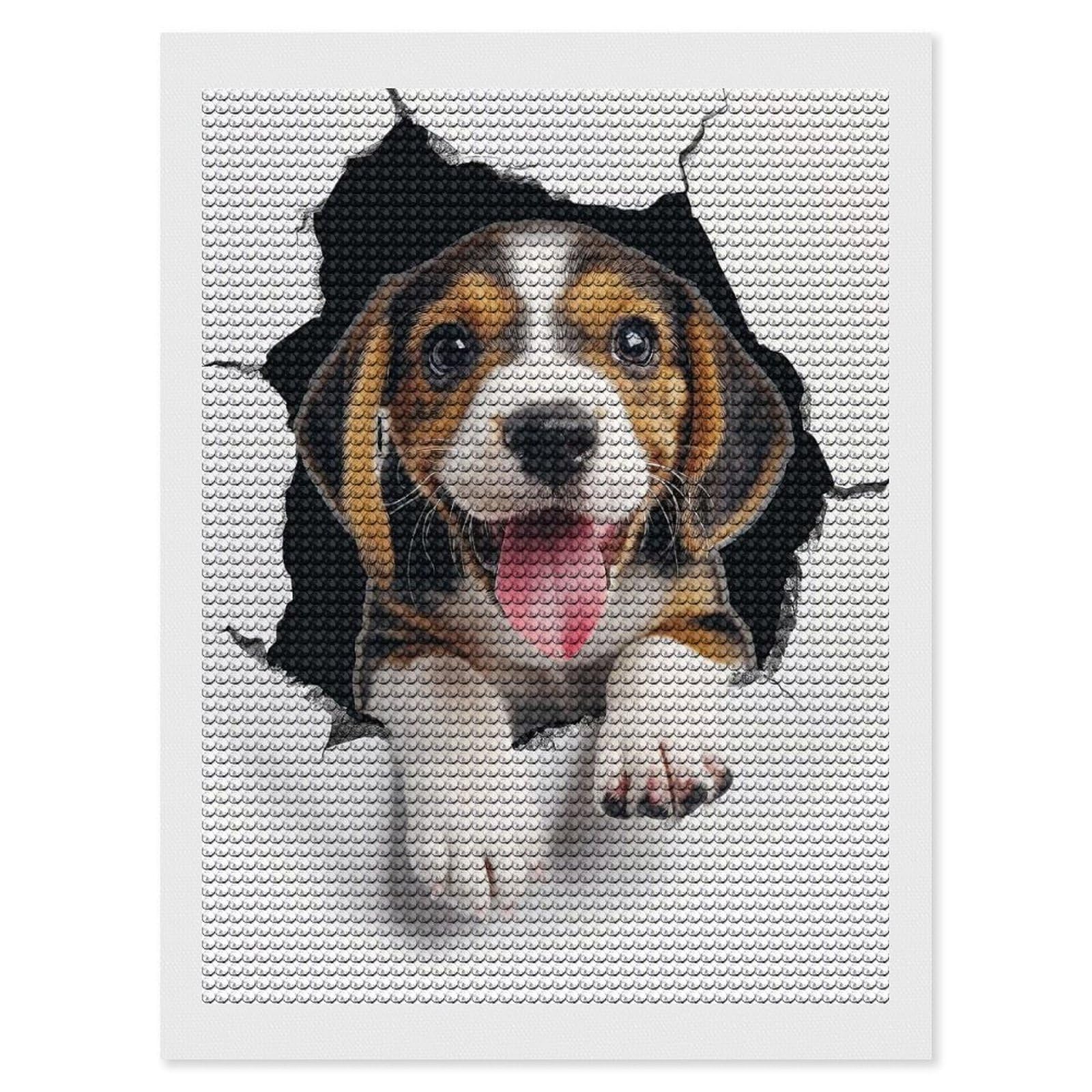 Junmoney Beagle(2) Diamond Painting Canvas Set 12"x16", Mindful Craft Activity, Nice Detail and Sparkle, Farmhouse Decor, Birthday Gift
