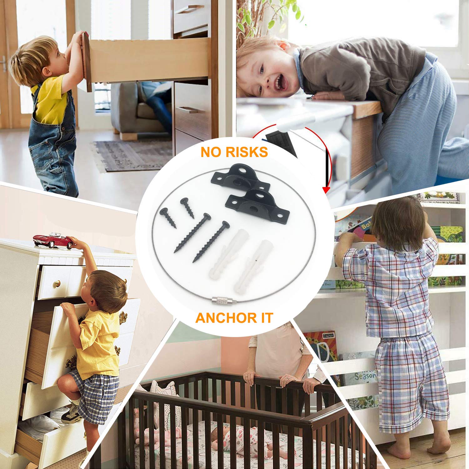 Buy Furniture Anchors for Baby Proofing,(6 Packs) Antitip Wall Anchor