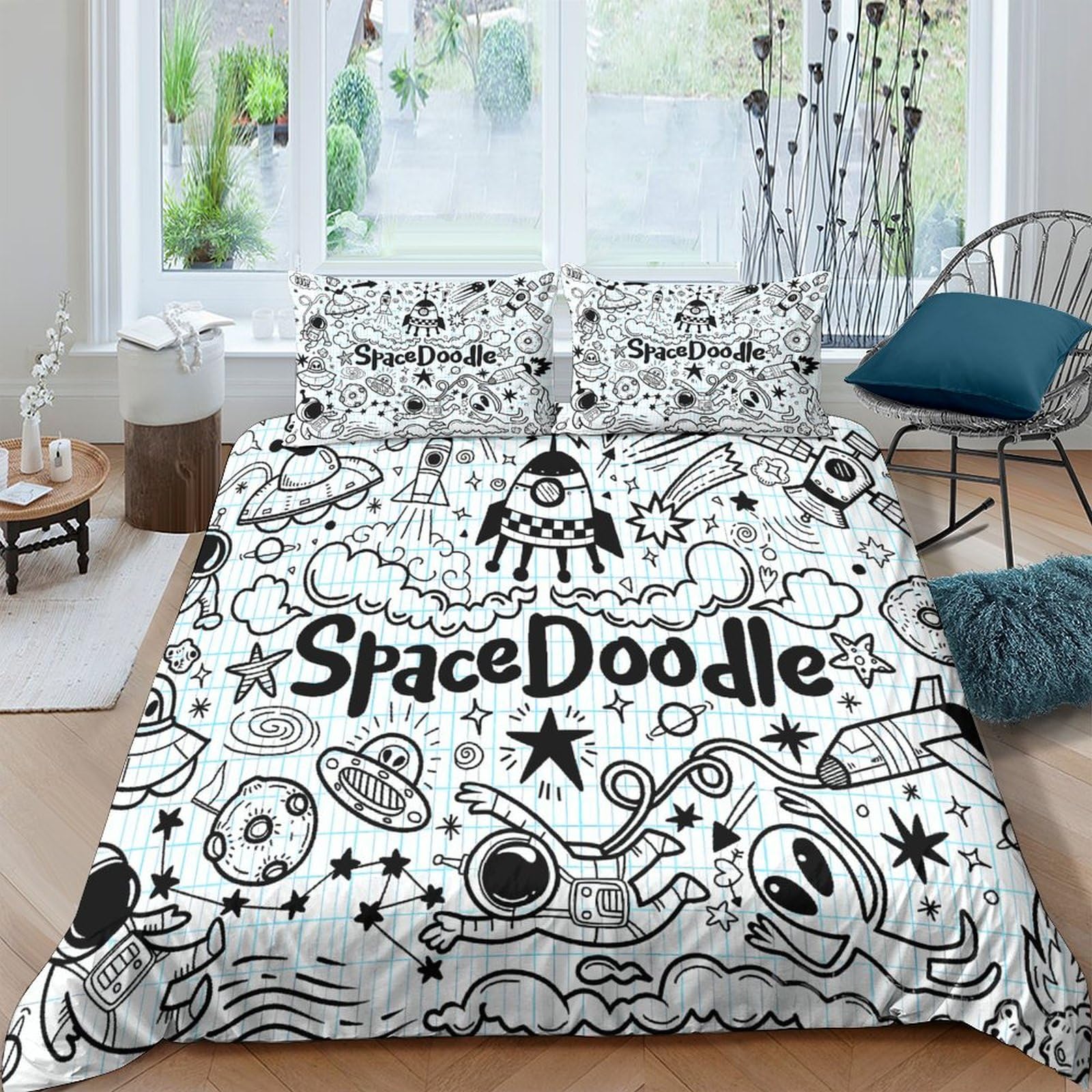 Parure de lit espace 3D chambre enfant housse de couette