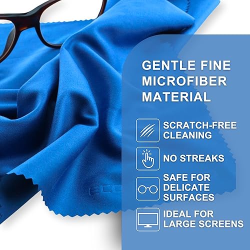 Miniatura 9 de Paño de limpieza de microfibra, paño de microfibra de 7 x 6 pulgadas, paquete de 6 toallitas de limpieza de lentes azules, paño de limpieza para