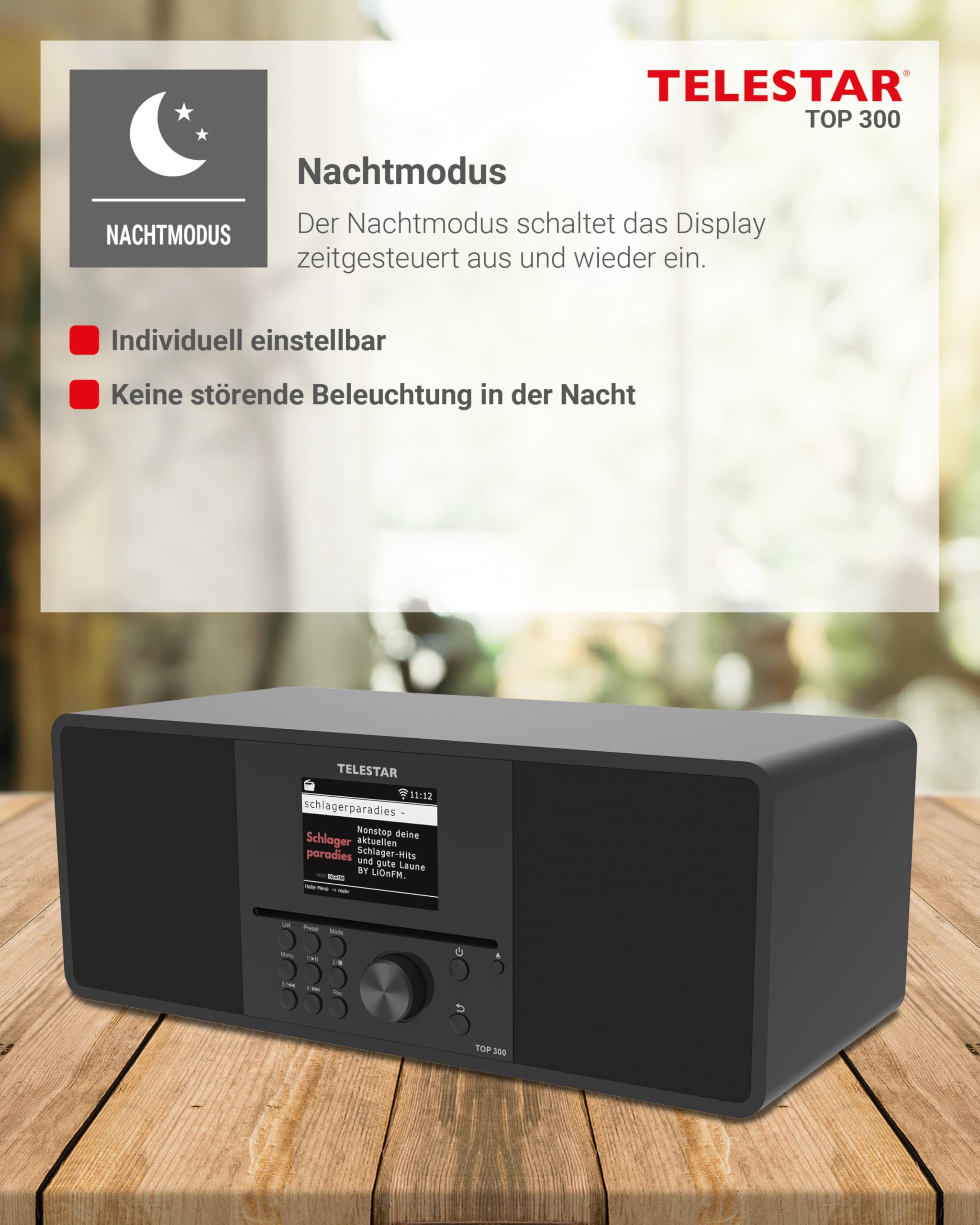 TELESTAR TOP 300 – DAB+/Internetradio mit CD-Player, Stereo – Schwarz | 2 × 15 W, Streamingdienste, Bluetooth Audio-Streaming & Sendefunktion, USB-Recording, Notfallwarnsystem