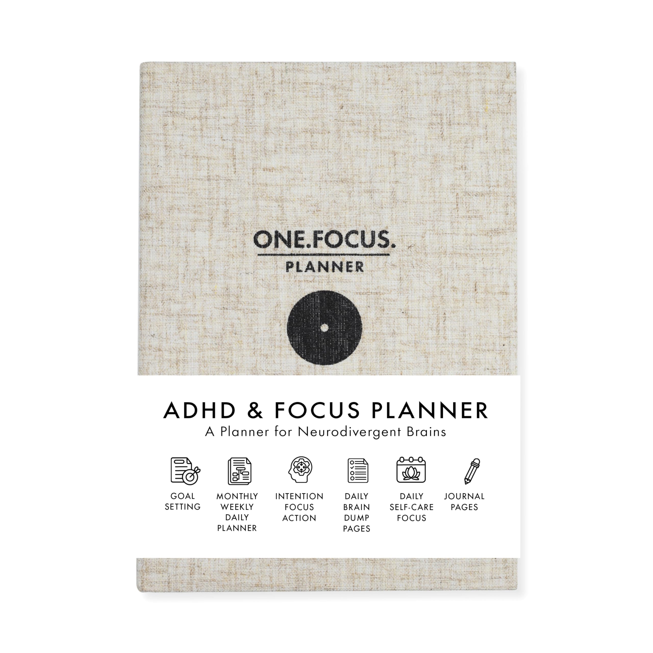 ONE FOCUS Planner: agenda giornaliera senza data di 90 giorni per ADHD e produttività, impostazione degli obiettivi, sollievo dall'ansia, esercizi di consapevolezza e monitoraggio delle abitudini per
