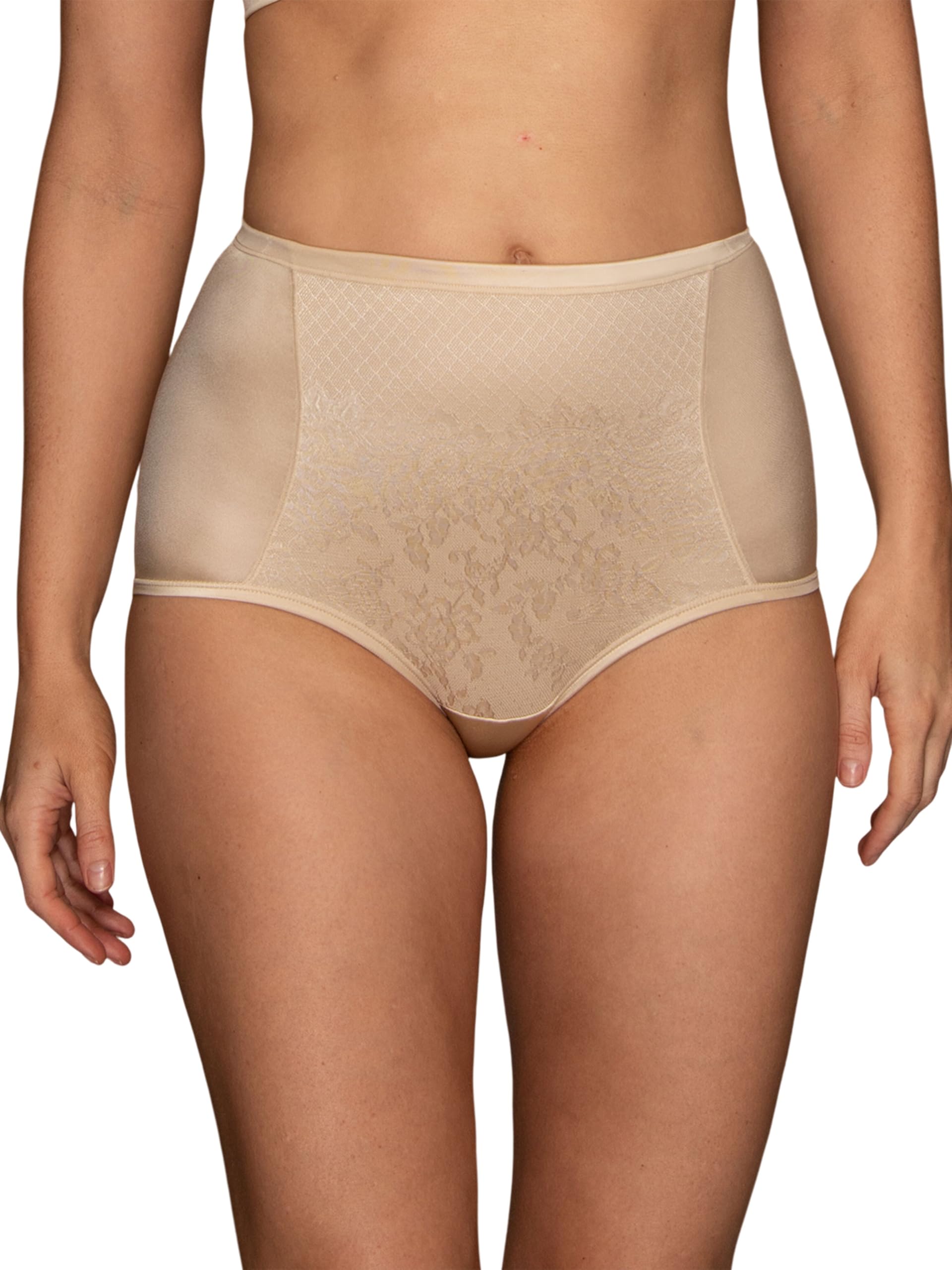Vanity Fair Women's Smoothing Comfort with Lace Brief Panty 13262, Damask Neutral, 7