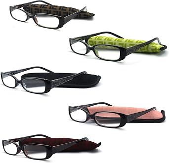 5 Pairs ladies Fashion Design Reading Glasses with Soft Pouch for Women