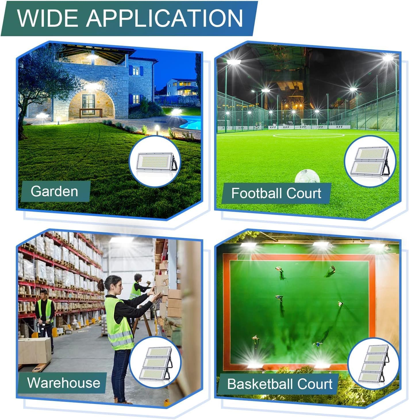 400W LED Flood Light 1 Pack, 40000LM 7000K Super Bright Stadium Lights Outdoor LED, IP67 Waterproof Stadium Flood Lights Outdoor for Yard,Garden (400, Watts)