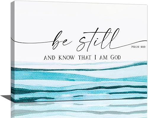 Miniatura 16 de Arte de pared cristiano grande con texto en inglés «Be Still and Know That I Am Gods» («Be Still and Know That I Am Gods») para decoración de pared,