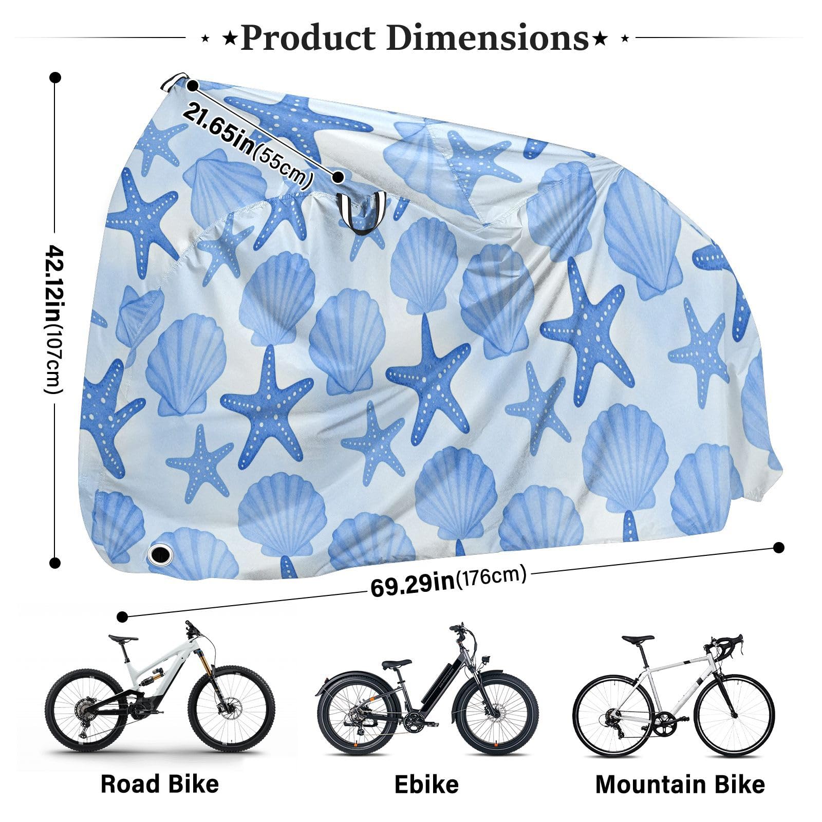 Telo protettivo per bicicletta, in poliestere, impermeabile, antipolvere e antipioggia | Con foro di bloccaggio e fibbia di fissaggio 183,18 x 158,22 cm