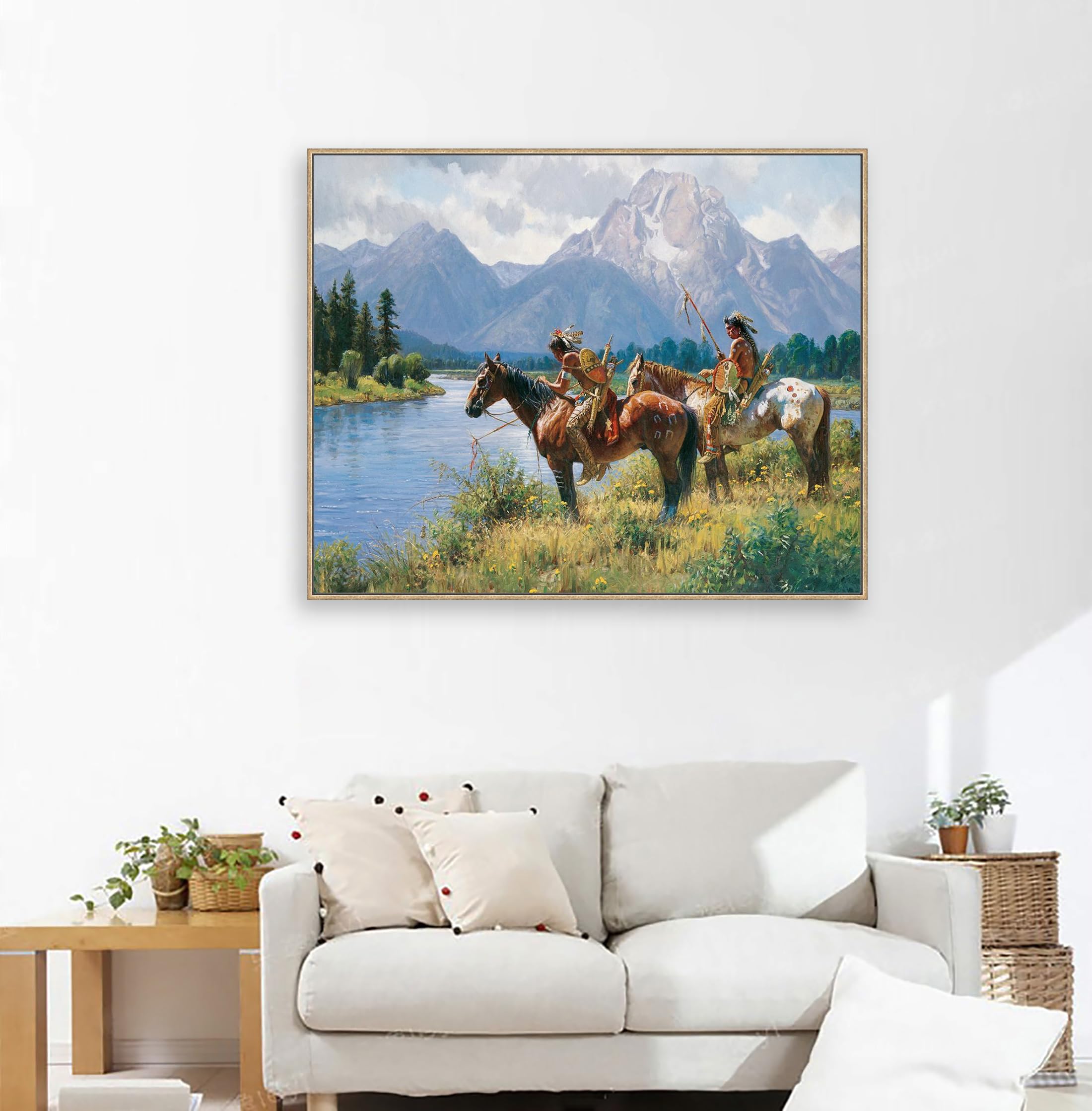 Amazon.co.jp: 30 西部アメリカの油絵、アメリカインディアンの風景画