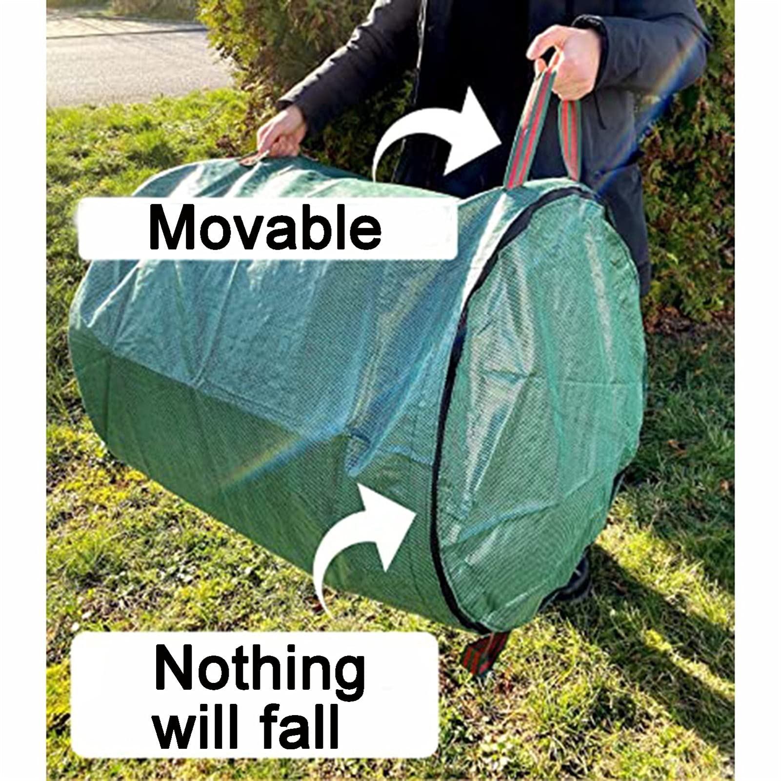 DINGFAN Sacchi Giardinaggio, Sacco Giardino Spazzatura, in Robusto Tessuto di Polipropilene Impermeabile (PP), Idrorepellente Riutilizzabile Borsa da Giardino (Size : 300L 67cm x 84cm)