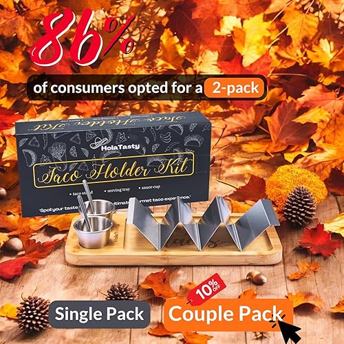 Miniatura 8 de HolaTasty - Kit de soporte para tacos, paquete de 2 (paquete económico), juego de tacos 3 en 1 de 2 a 6 ranuras para tacos, plato de presentación de