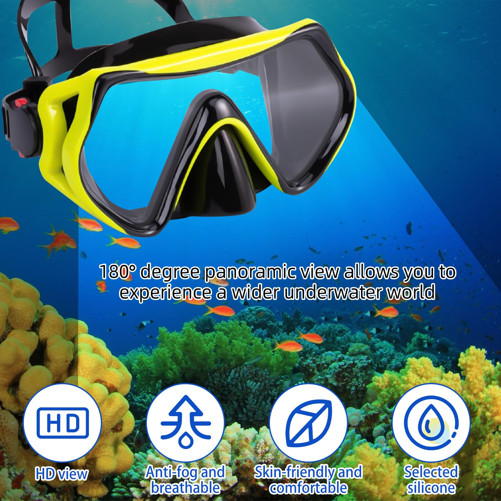 DXDivers OTS Spectrum Full Face Mask (Tinted) - Scuba Diving Mask - One Size Fits All - Five Point Head Harness - Plastic - Adult - Unisex - Cold Water - 50m Depth - CE Certified