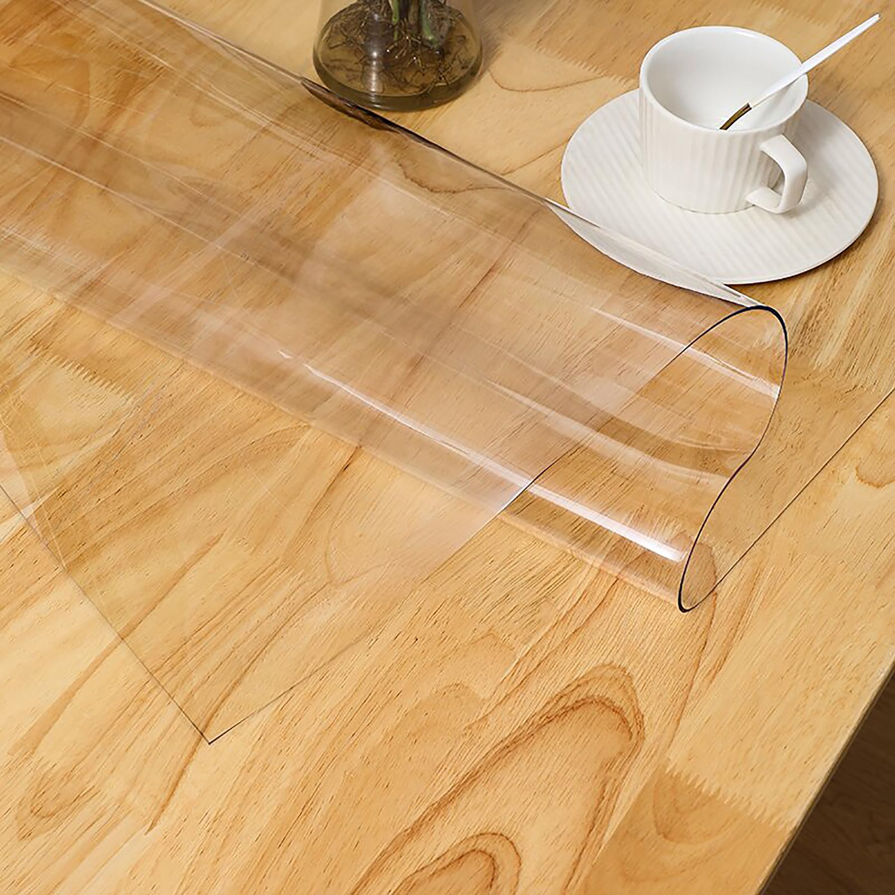Nappe anti taches rectangulaire en PVC transparent et antidérapant de 1,5 mm