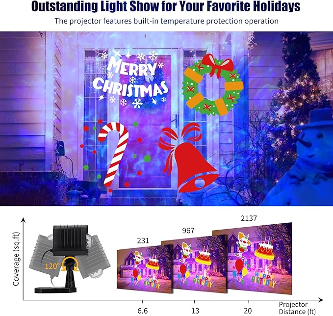 Minetom Halloween Christmas Projector Lights Outdoor 26 HD Effects