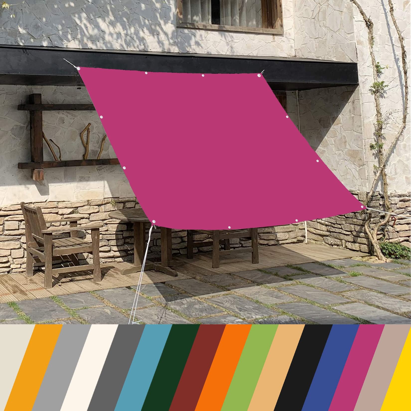 GJZQDKX Rectangle Sun Shade Sail 2x6M - 95% UV Protection for Garden, Balcony, Patio, Camping - Polyester Canopy in Rose Red - Outdoor Sun Protection Solution